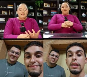 Imagens da live com estudantes e reitora. Foto: Reprodução/Instagram