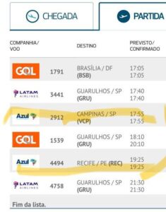 Devido a paralisação voos tem atraso de 2h / Foto: reprodução