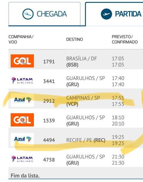 Devido a paralisação voos tem atraso de 2h / Foto: reprodução