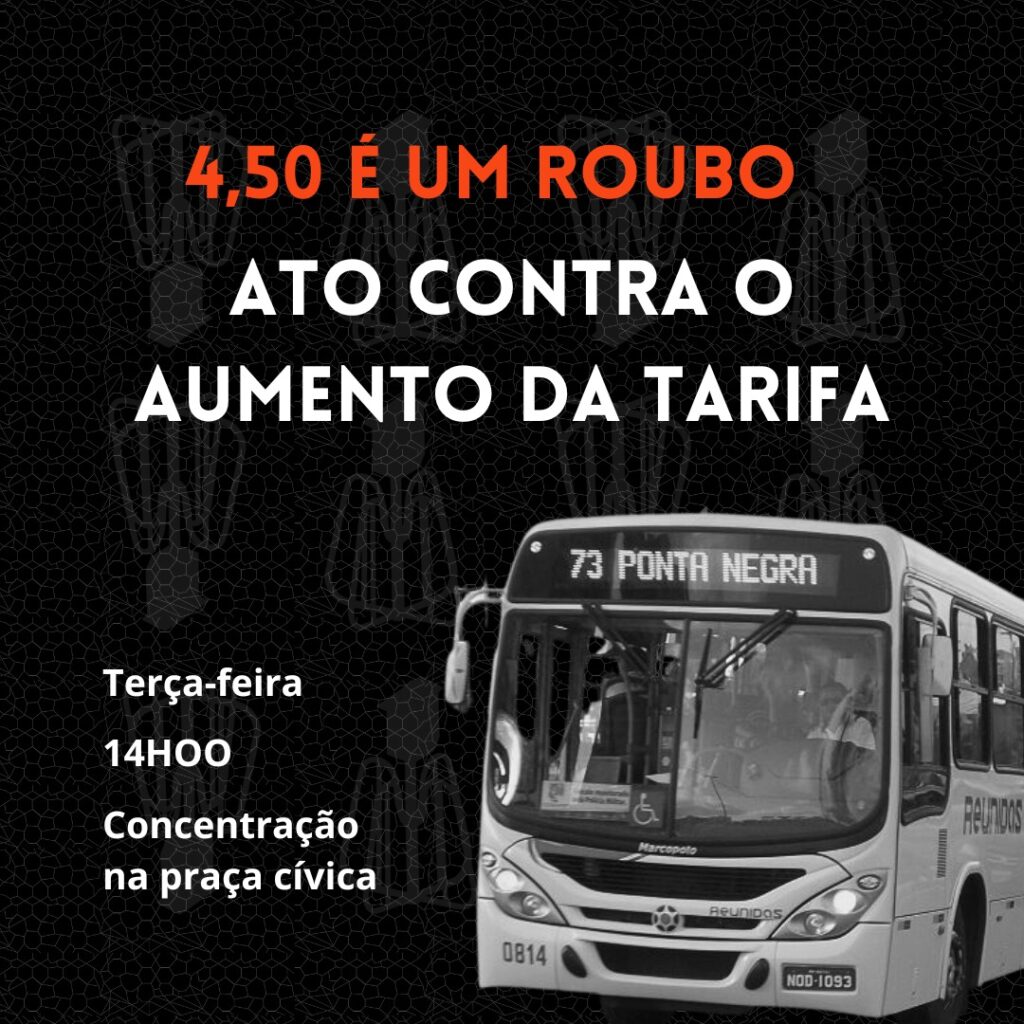 Ato contra aumento da passagem está marcado para a próxima terça 14. Foto: Reprodução.