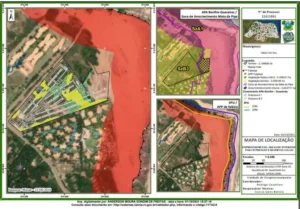Segundo Idema, o empreendimento está fora de área de proteção permanente (em vermelho) — Foto: Reprodução
